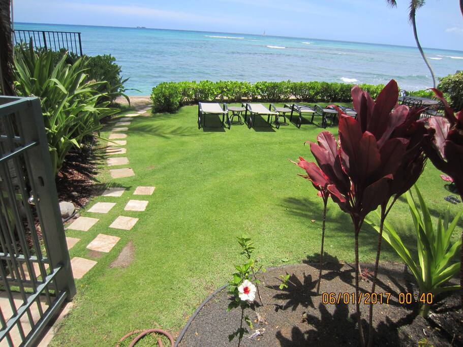 Beach Lawn steps to the sea
