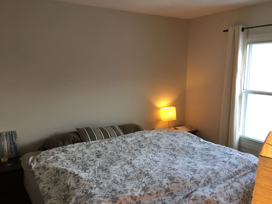King size bed, natural light in bedroom