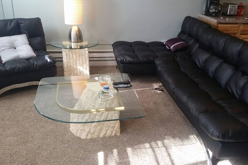 great place to relax and plan your next adventure. couch, chaise, and chair all can be reclined to "chill" or folded out for extra sleeping room.