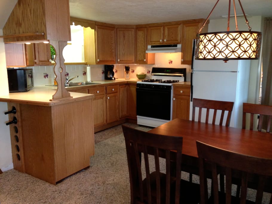 If you're eating in, there is a full kitchen with stocked pantry.