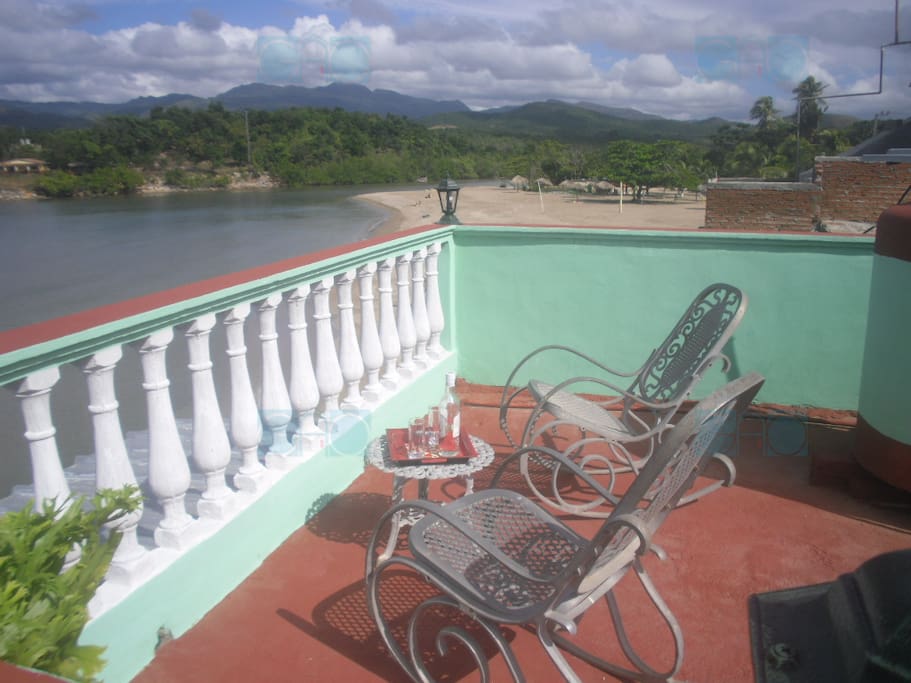 View of Escambray mountains, the mouth of the Guaurabo River and La Boca Beach