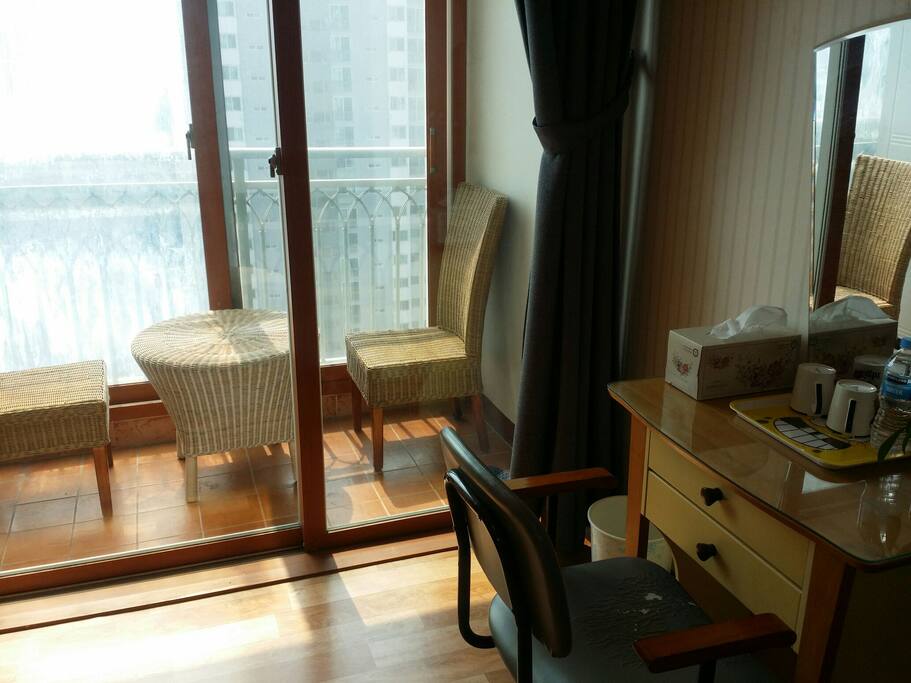 tea table at the balcony of the room