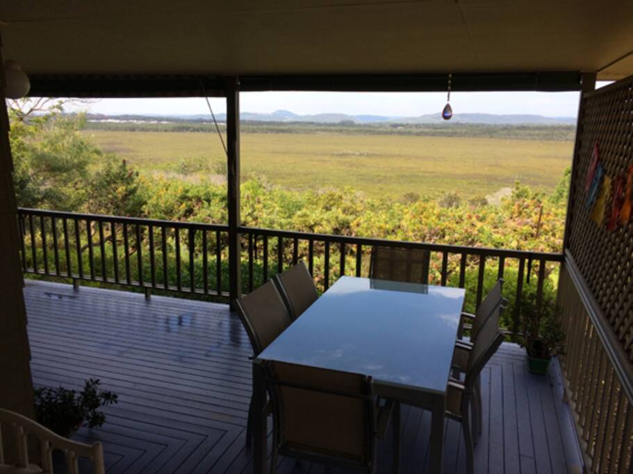 Outdoor dining amongst the native flora and fauna.