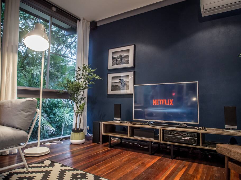 Lounge with surround sound and free Netflix