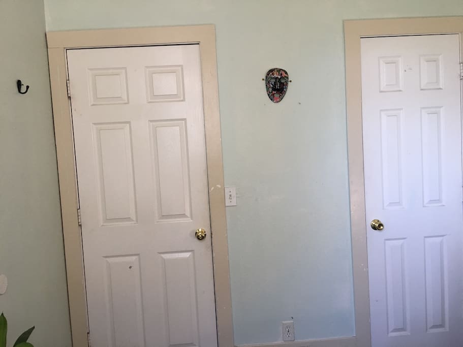 Small room closet door and exit door