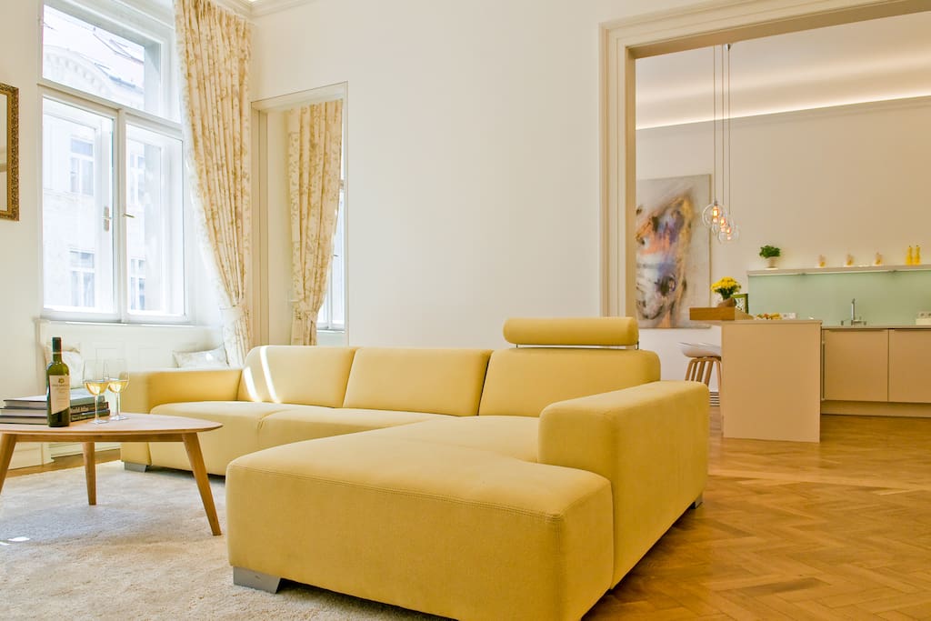 Living room with view to the kitchen