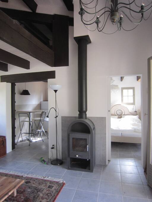Vue sur la chambre, porte coulissante
