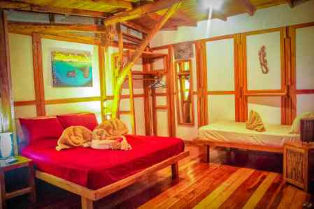 Room 1 - with a double and a single bed. Space to add an extra bed.