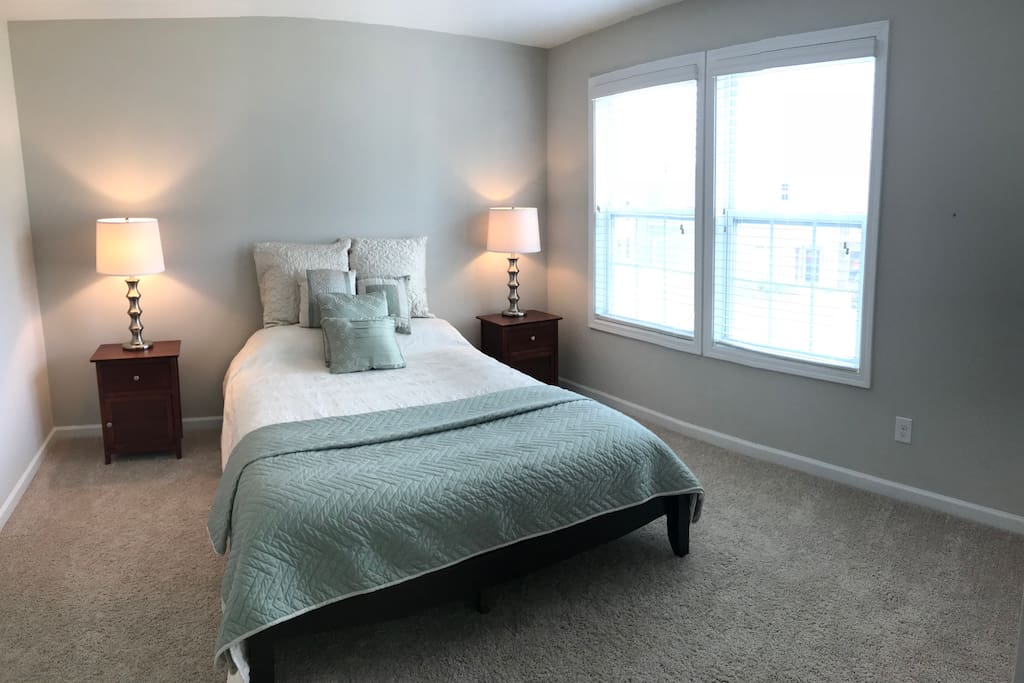Furnished Guest Room. Queen bed, has a closet for hang ups.