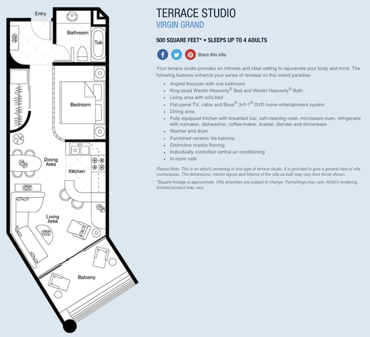 500 square foot studio with kitchen, Heavenly bed, plus sofa bed