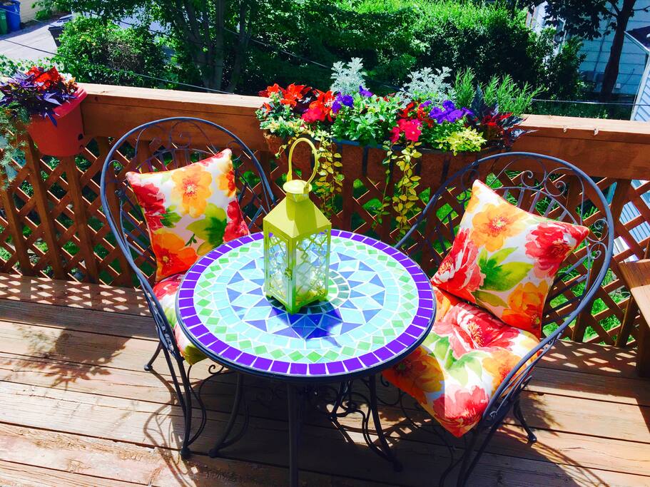 Private, bright and sunny deck off of your bungalow!
