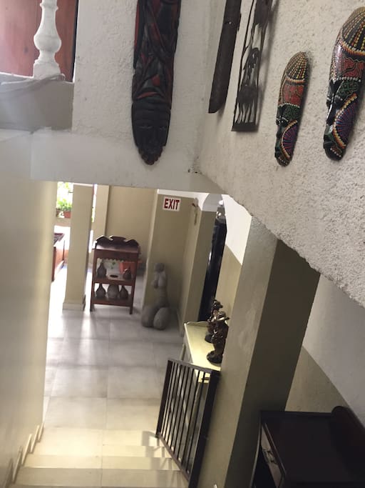 Stairs leading to the 14 apartments ready to receive guest