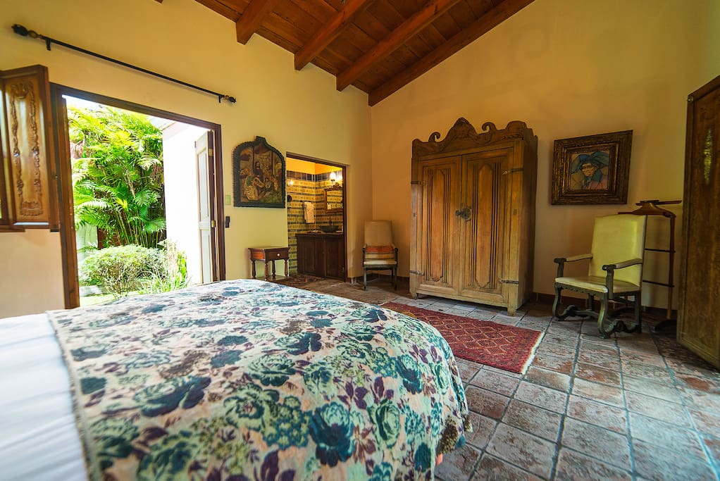 tastefully decorated, you will find inside the antique cabinet, a flat screen TV with cable and a safe for your convenience.