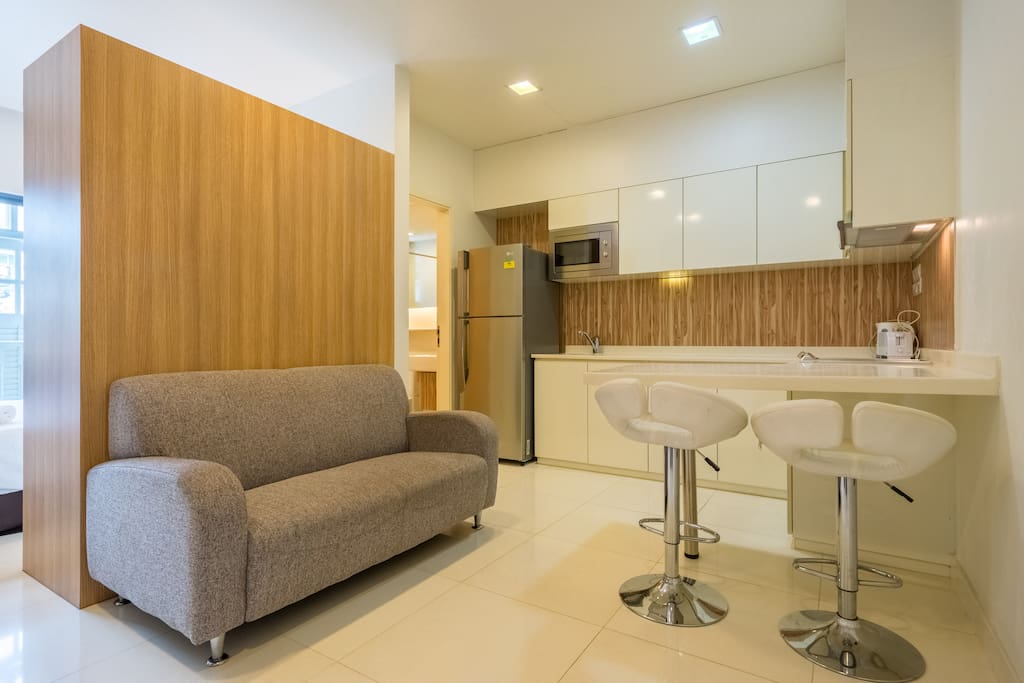 Living Room with Kitchen View 1