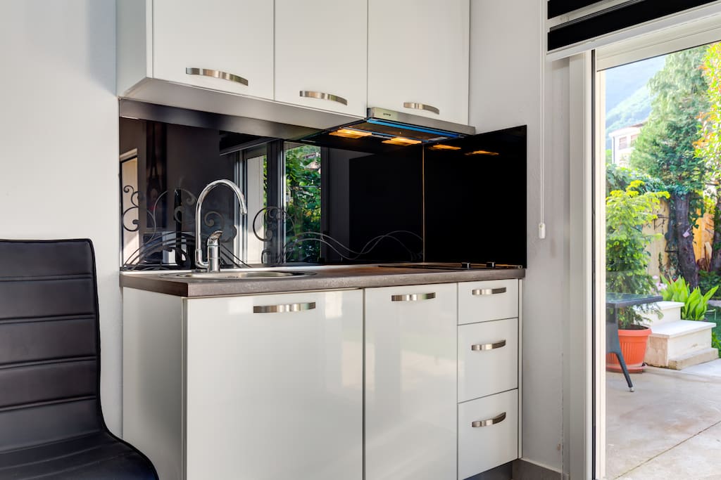 Modern fully equipped kitchen with all the amenities.