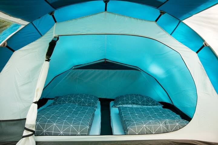 Interior of the rental tent for two persons.
