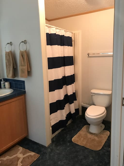 Master bedroom shower. Have double sinks in bathroom.
