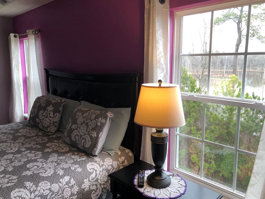 Master bedroom, smart tv, large walk in closet and private full bathroom.