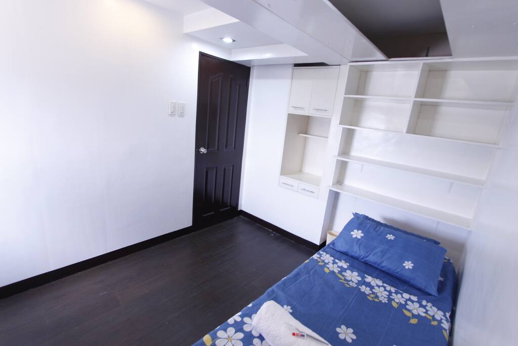 with cabinets and storage