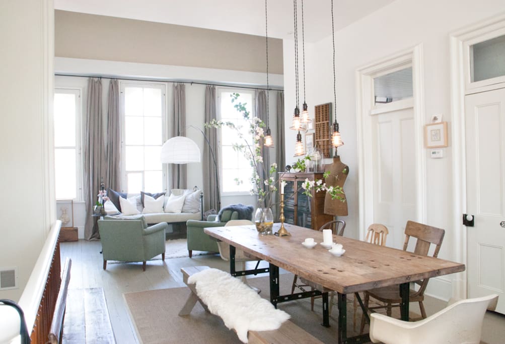 The apartment is very open with large windows on the front and back providing lots of light and great views.