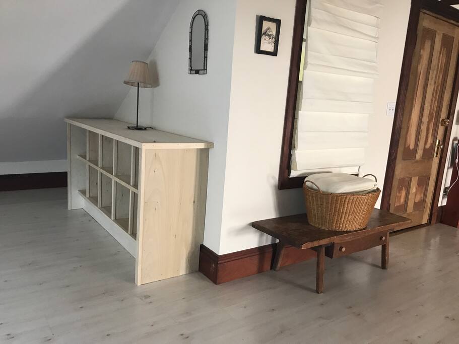 Clothing storage and extra blankets for chilly nights.