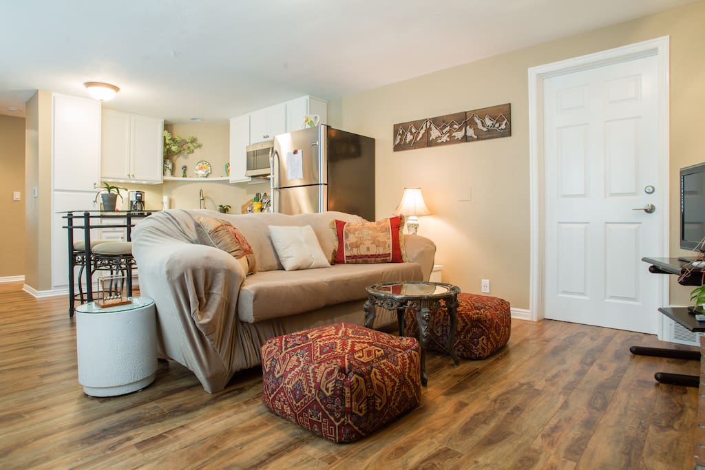 Comfortable sitting with new hardwood floors