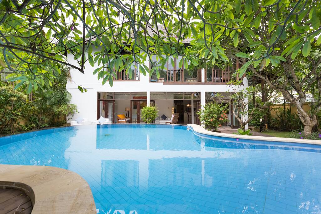 Front view from pool