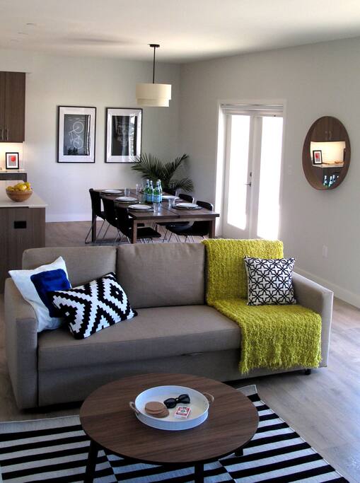 Living Room with Dining area in background