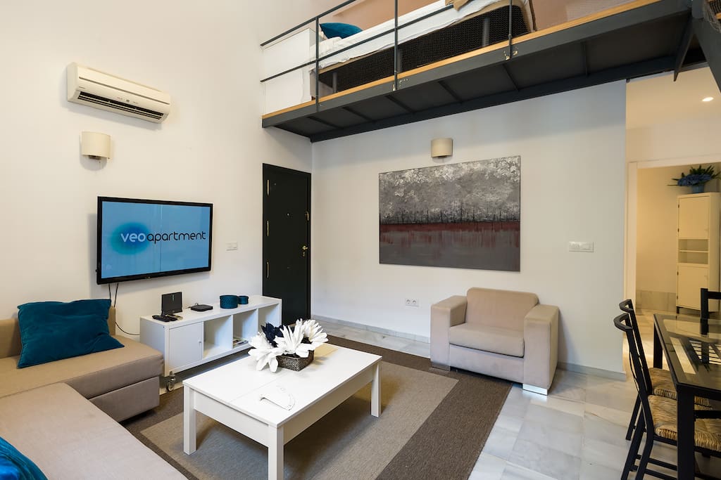 Living room with cable TV.