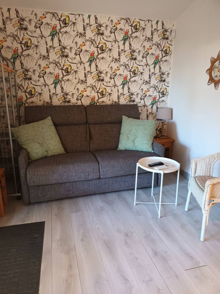 Ოთახი მისაღები ოთახის პოზიციაში, გასაშლელი დივანი Poltrone Sofa. Მარტივად იღება და იხურება, რომ საწოლი კვლავ ტახტად იქცეს.