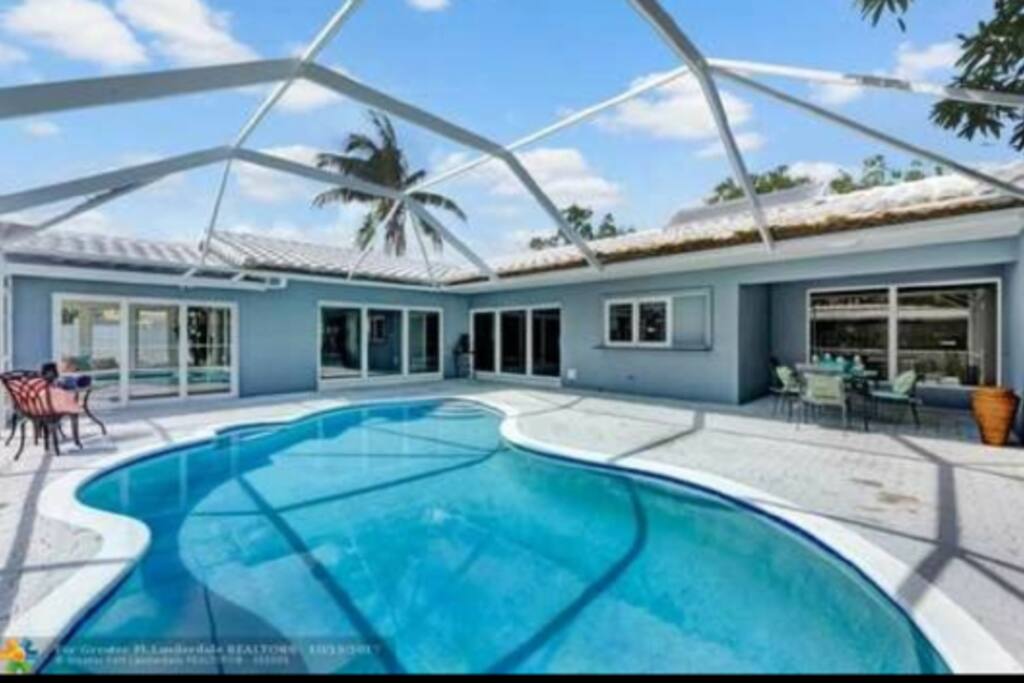 Screened in pool area