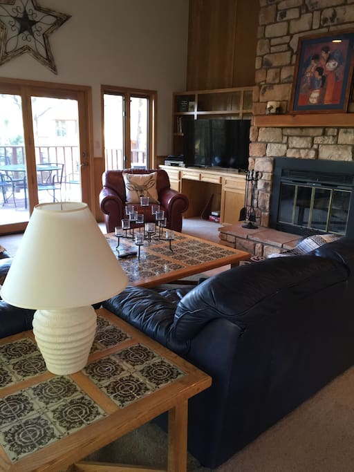 Large den for family gatherings w/beautiful stone fireplace.
