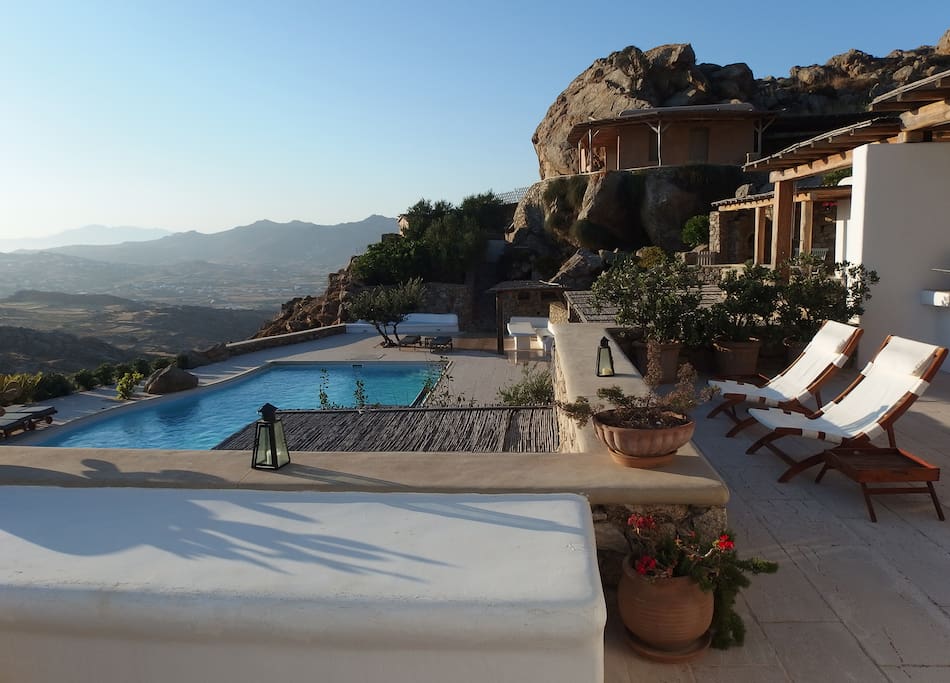Private terrace with communal pool below