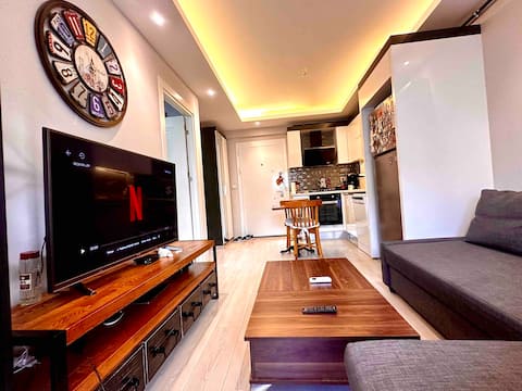 Pleasant apartment with 1+1 air conditioning around Küçükpark