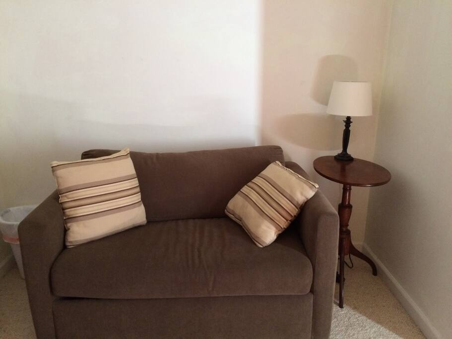 One of the bedrooms have a sofa bed, the other a real bed.