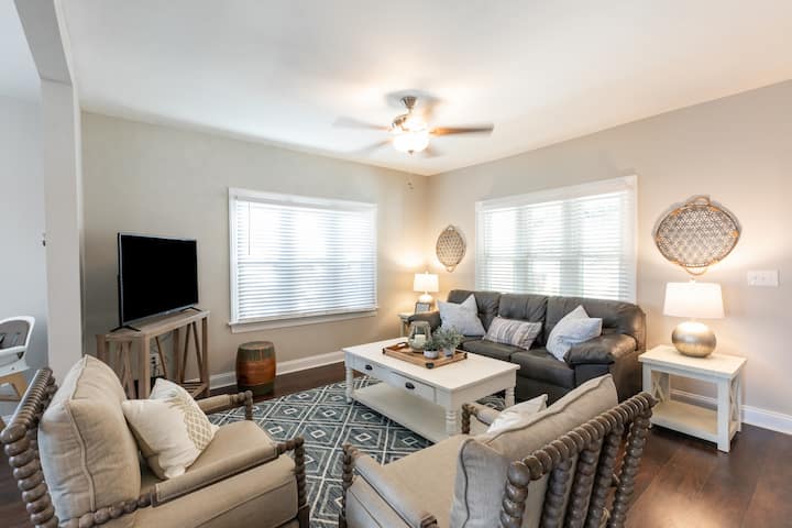 Living room with pull out queen sofa bed