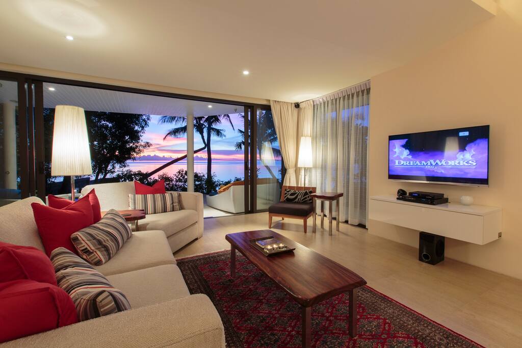 Open living room with ocean view