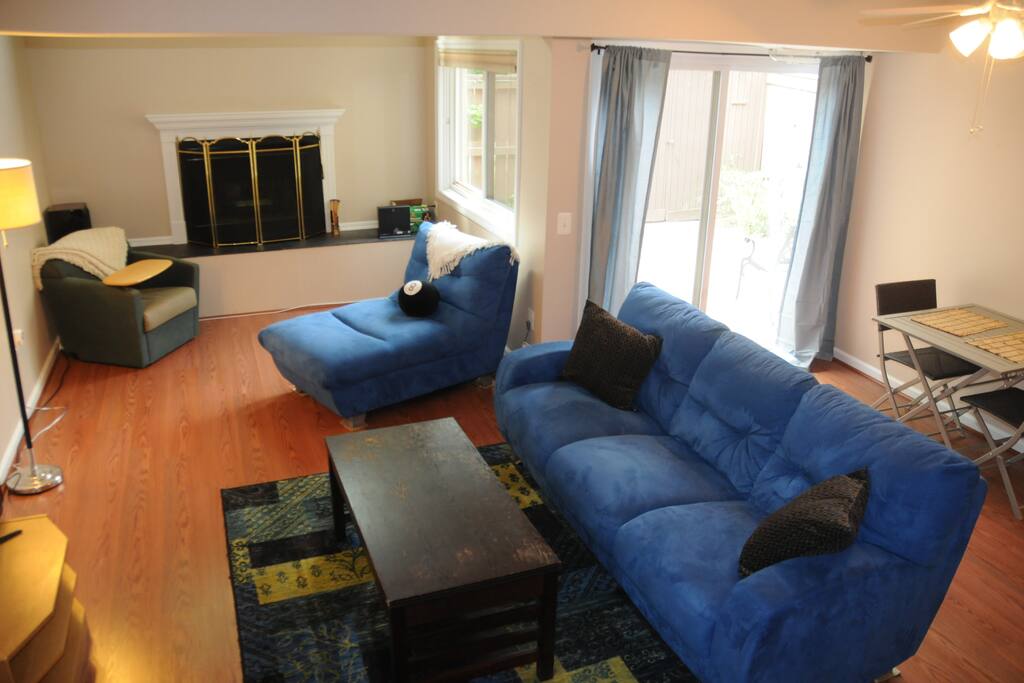 Living room and fireplace