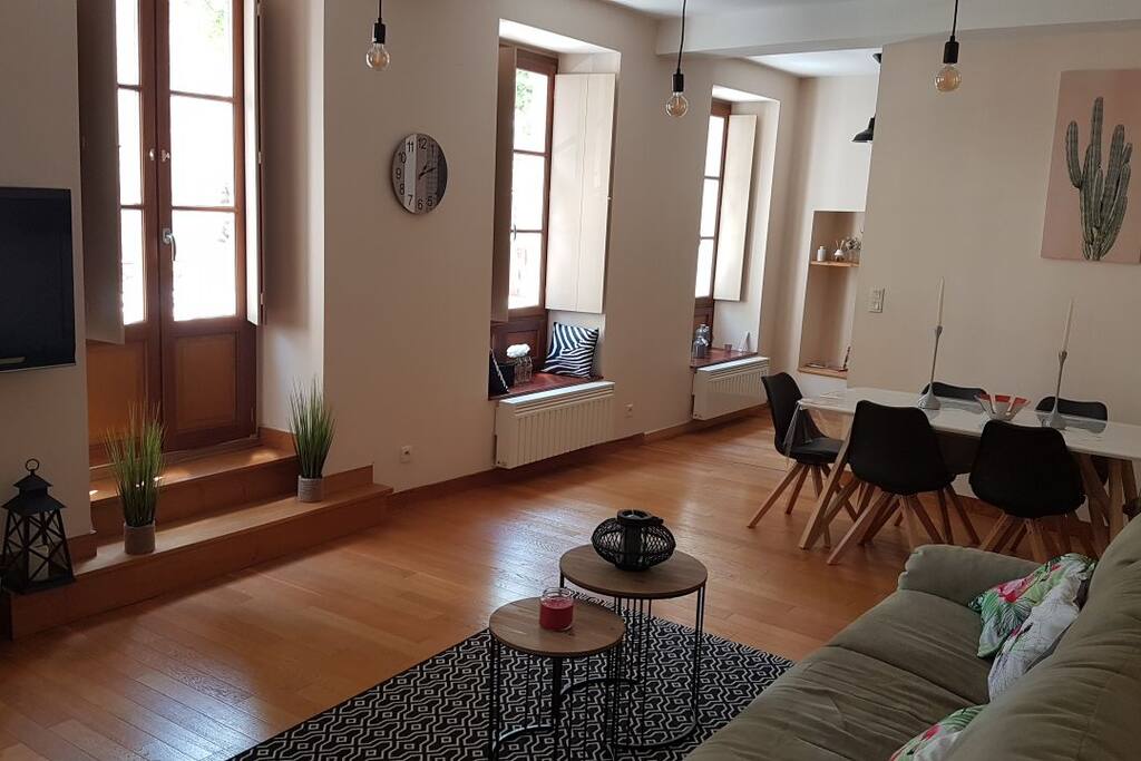 beau loft de 90 m2 en plein centre ville donnant sur les jardins de la cathédrale