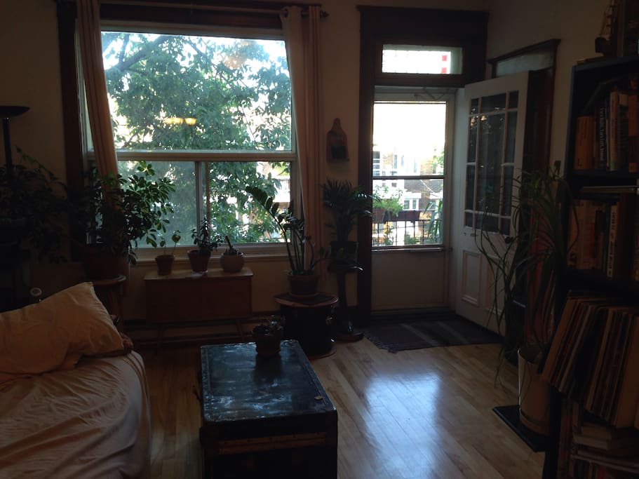 double living room with large window