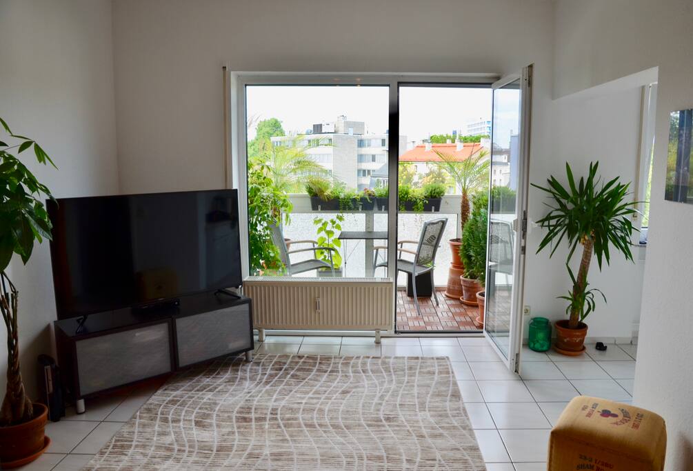 Very bright apartment with lots of sun in the afternoon and 55" LCD for sitting back and relaxing at the end of the day.