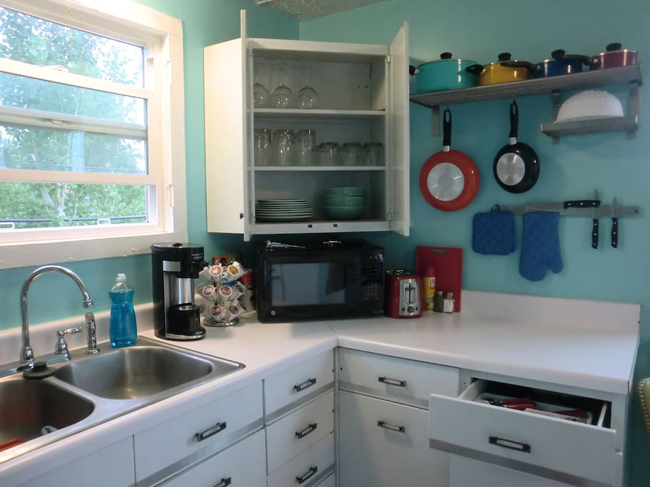 Kitchen is pretty well stocked with cookware for your use.