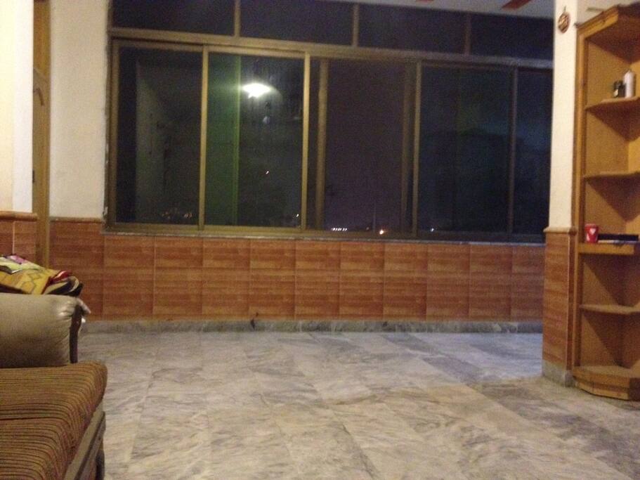 the beautiful out side view from the large window