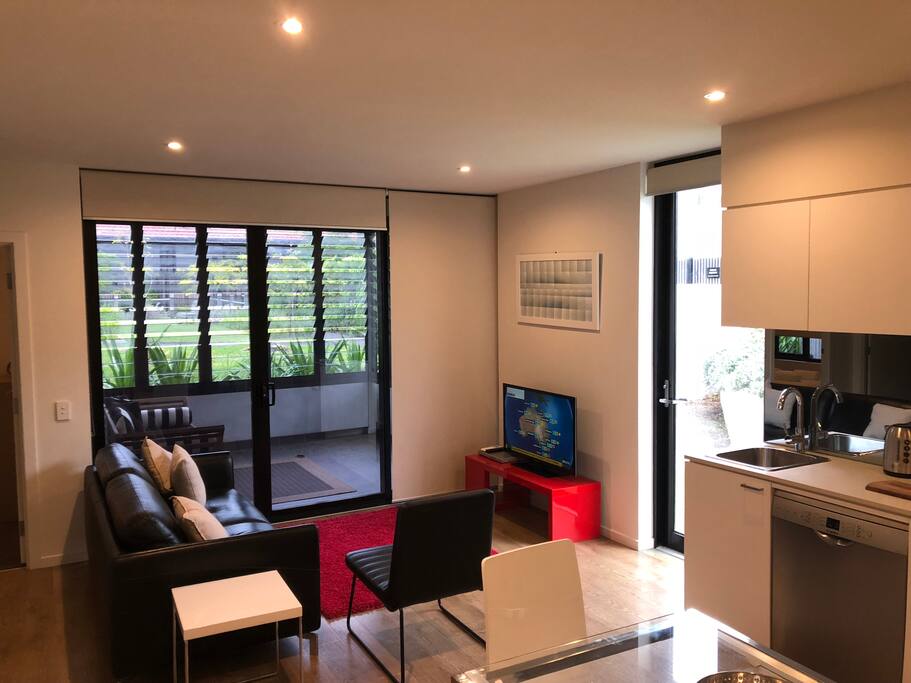 Living area facing winter garden