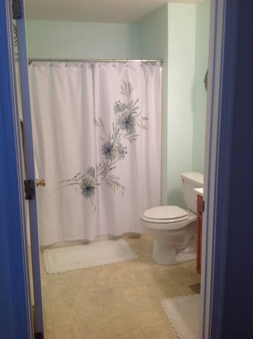 2nd Full Bath is spacious, clean and has everything you need. Hair dryer, towels and toiletries are supplied.