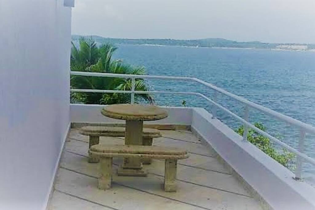 View over terrace- semiprivate beach