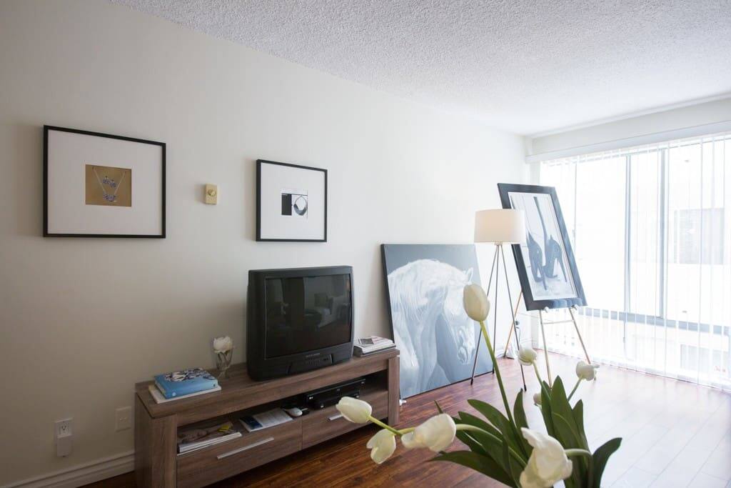 Extra Large living room with separate dining Including sustainable wood pieces and a stylish sectional with French trim detailed pillows.