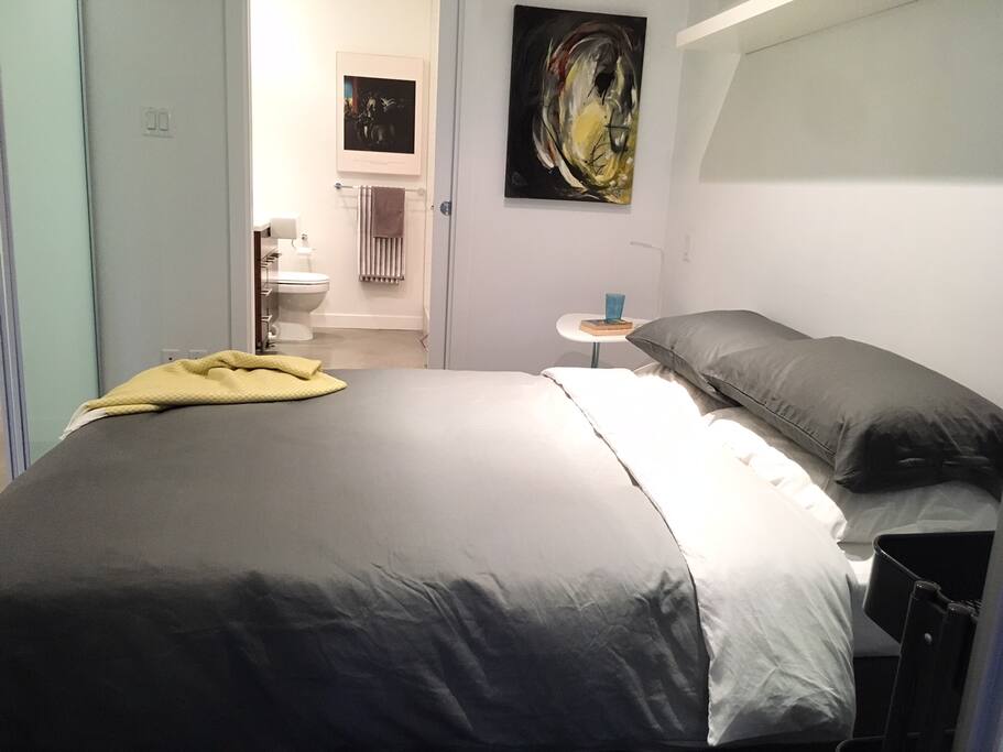 Bedroom with comfortable bed.
