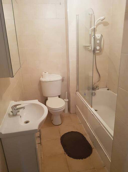 There are two bathrooms, this is the one assigned to the room offered.