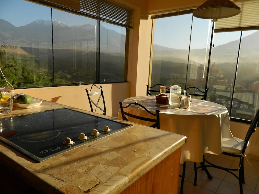Kitchen with a really great view